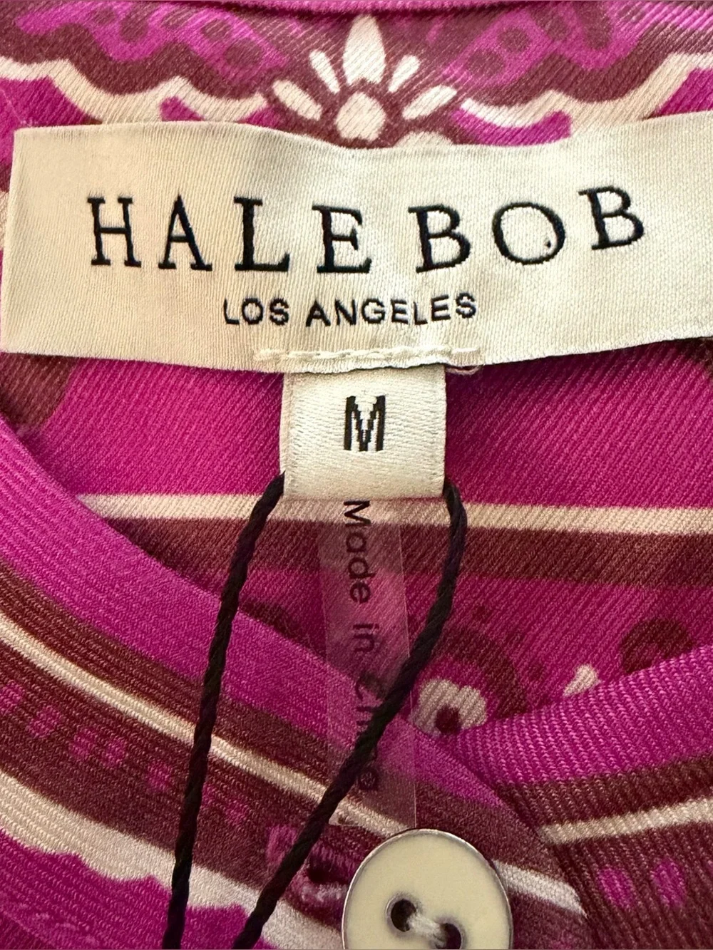 Hale Bob Elizaveta Twill Top in Pink Medium NWT